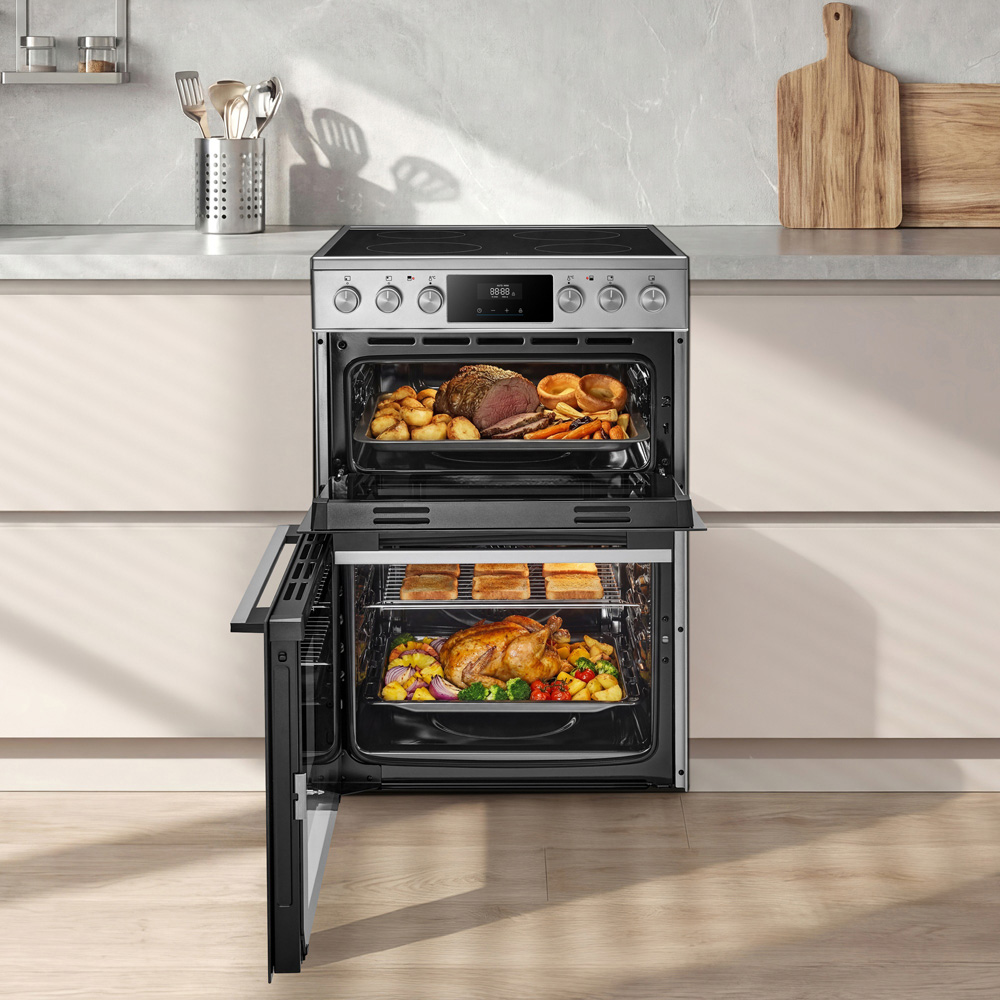 Midea MFO24EME4R118-SS Stainless Steel 60cm Double Oven Freestanding Cooker with Ceramic Hob Image 2