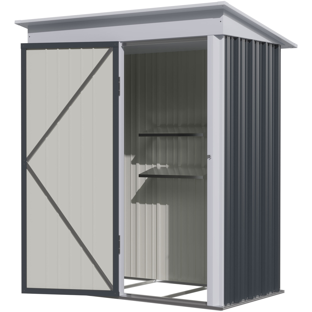 Outsunny 5 x 6ft Dark Grey Adjustable Shelf Garden Storage Shed Image 3