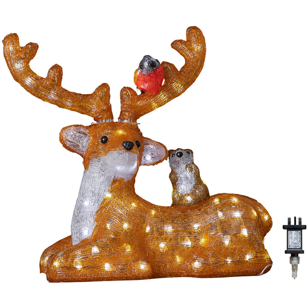 Samuel Alexander Warm White LED Light Up Acrylic Sitting Deer with Animals Christmas Decoration 40cm Image 2