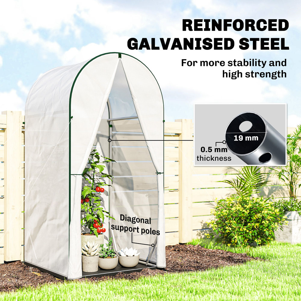 Outsunny White 3.3 x 3.3ft Mini Greenhouse with PE Base Image 8