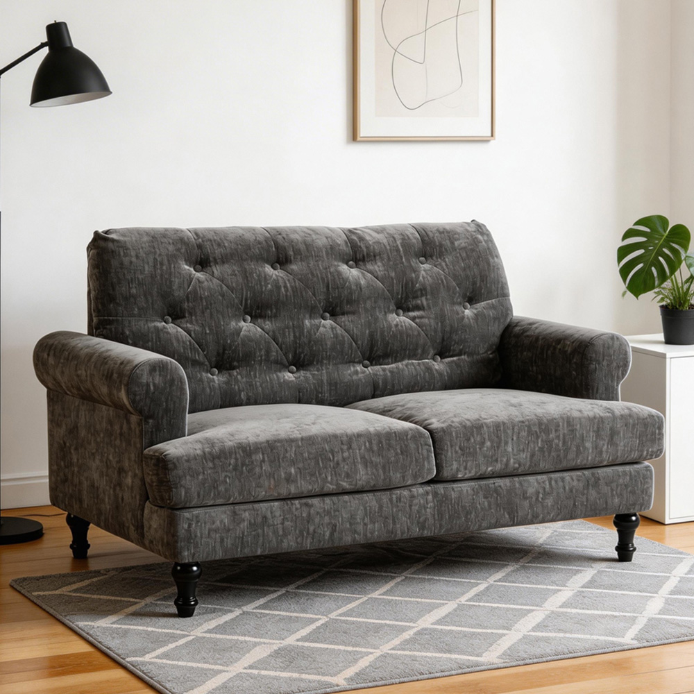 Furniture One 2 Seater Grey Mid Century Sofa Image 1