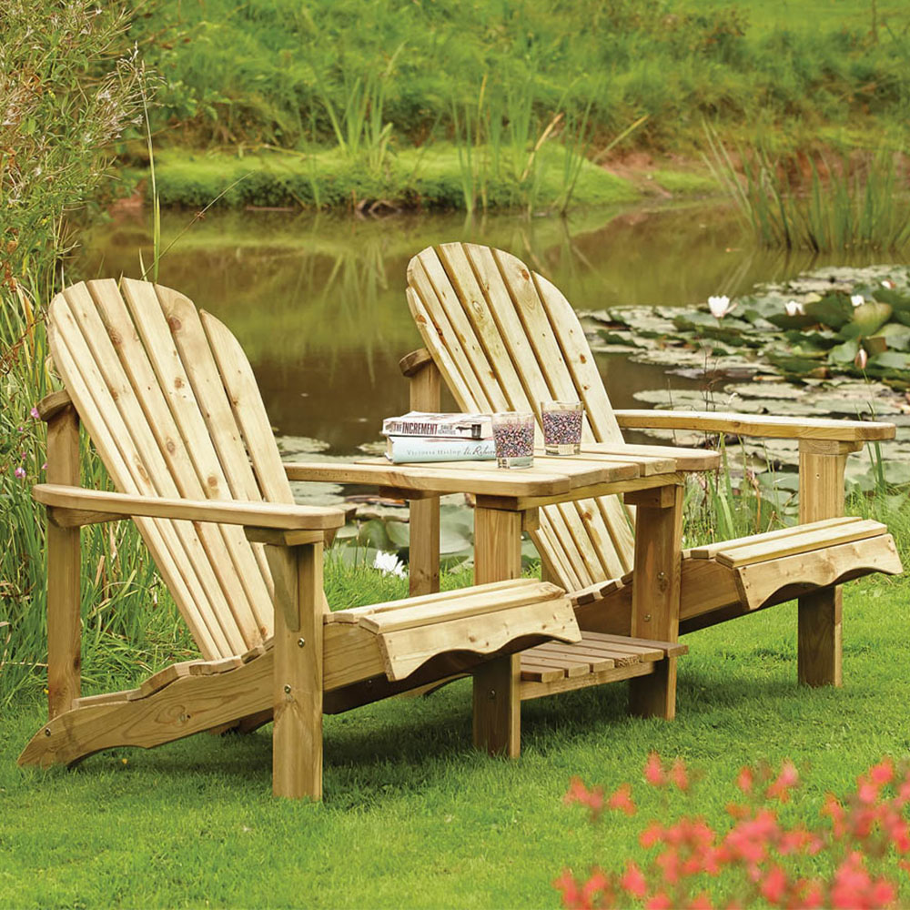 Rowlinson Adirondack 2 Seater Softwood Companion Seat Image 1