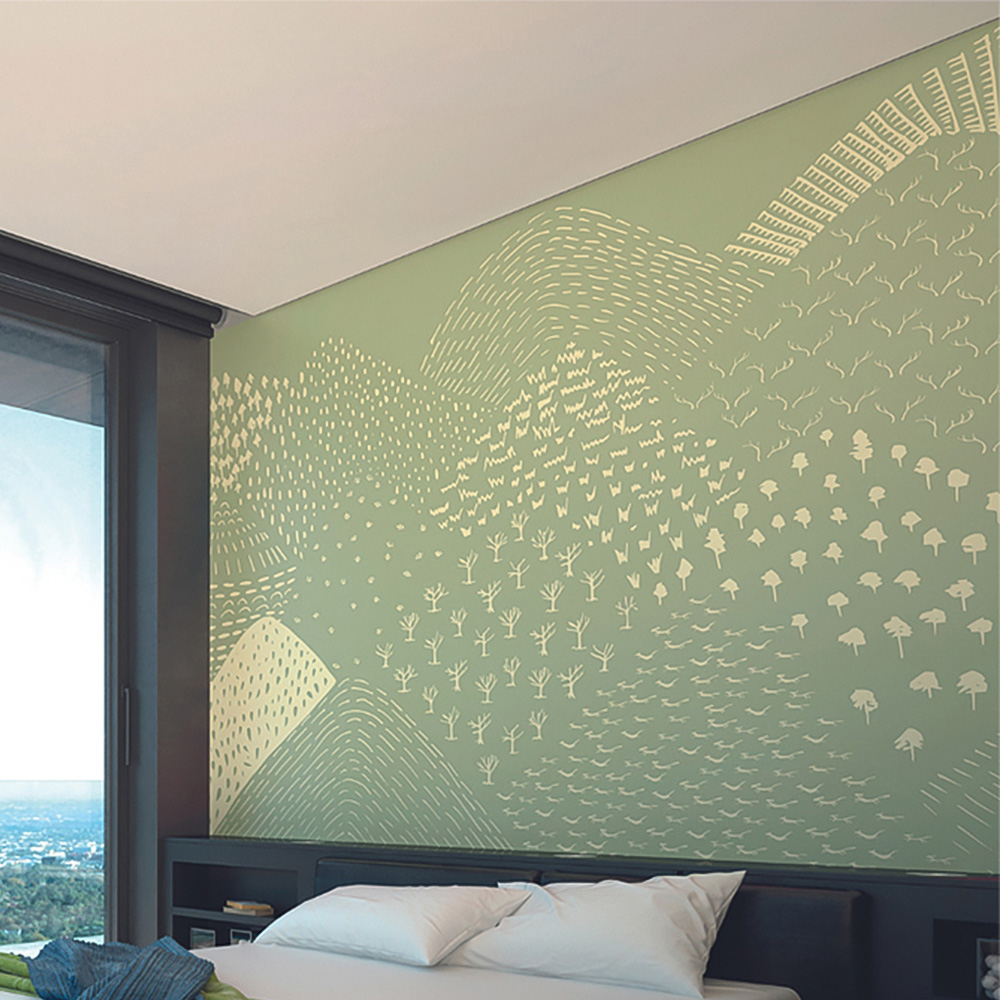 Origin Murals Abstract Fields Green Wall Mural Image 1