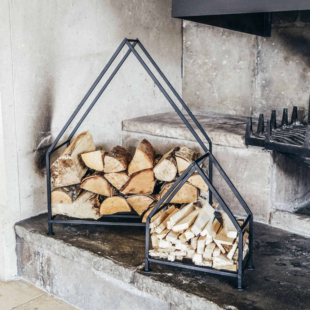 Ivyline Black Iron House-Shaped Log Holder 65 x 56cm Image 3