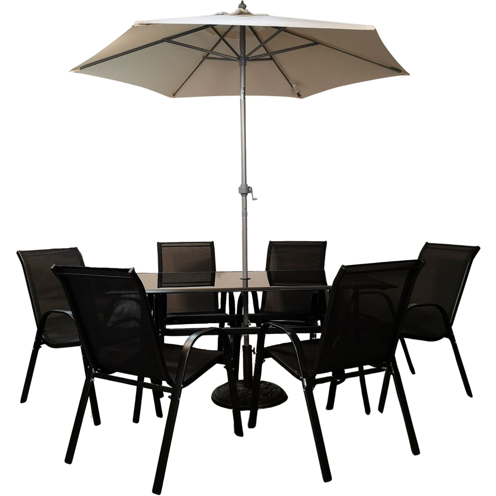 Samuel Alexander 6 Seater Rectangular Outdoor Dining Set with Cream Parasol Image 2