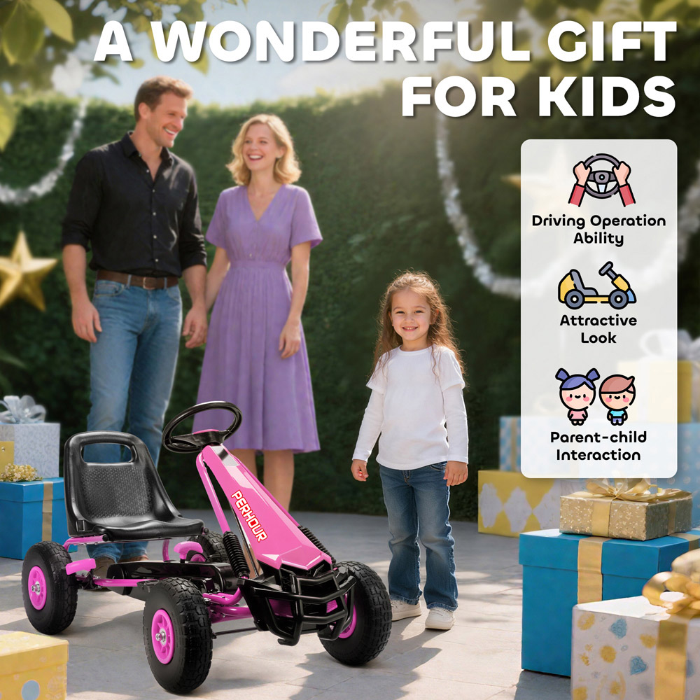 Tommy Toys AIYAPLAY Pink Adjustable Seat Kids Pedal Go Kart with EVA Tyres Image 8