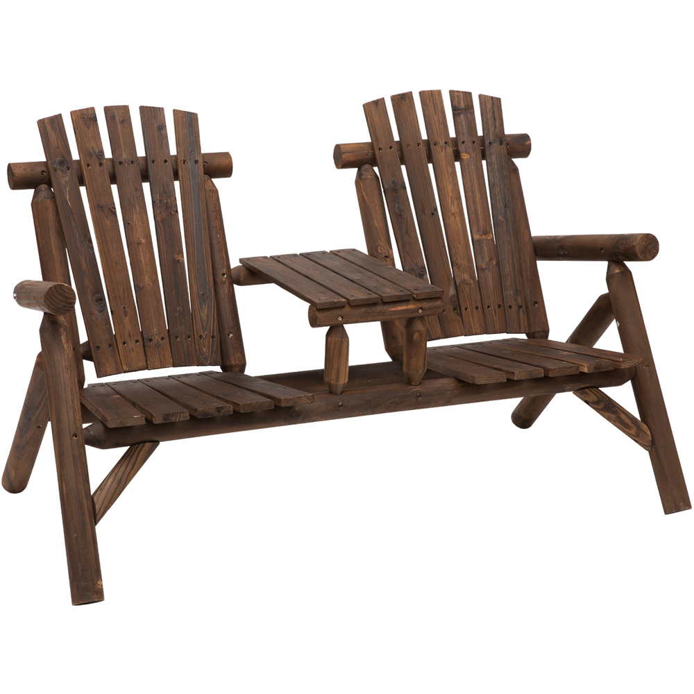Outsunny Carbonised Brown Wooden Companion Seat Image 2