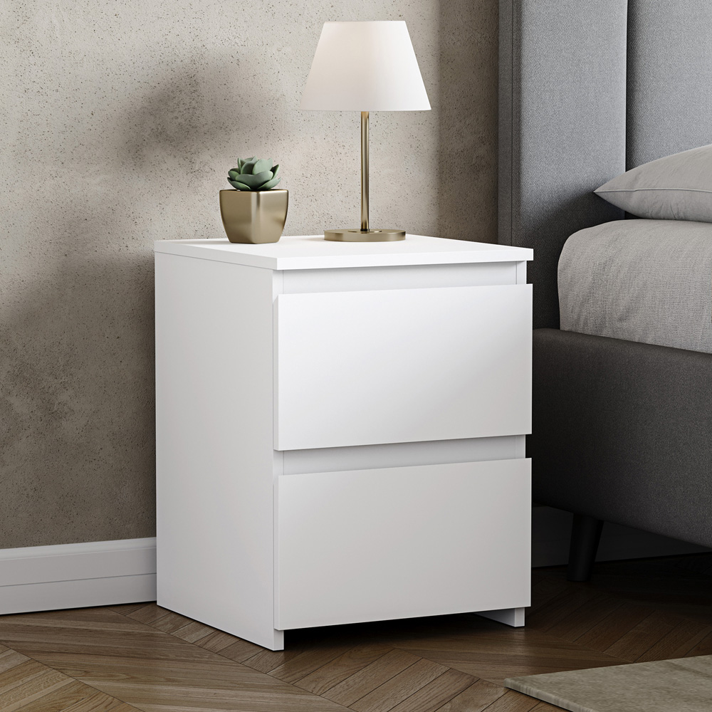 VIDA DESIGNS Denver 2 Drawer White Bedside Table Image 5