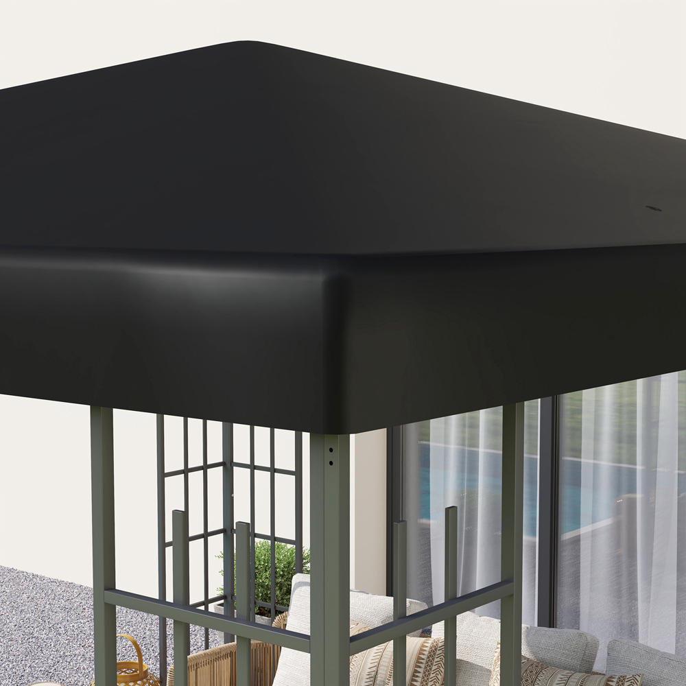 Outsunny 3 x 3m Black Gazebo Canopy Replacement Cover Image 2