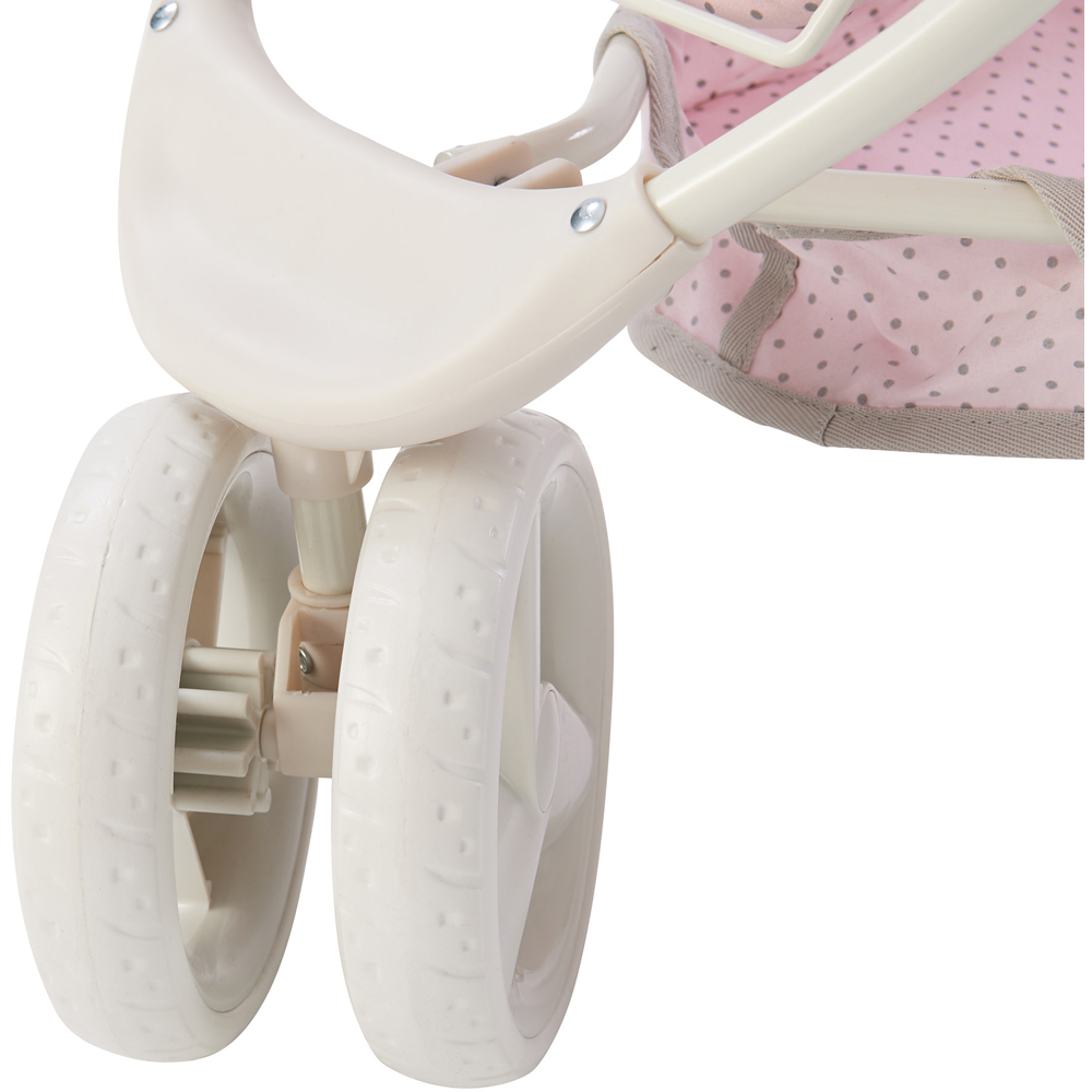 Teamson Kids Olivia's Little World 2 in 1 Pink and Grey Polka Dots Princess Baby Doll Stroller Image 5