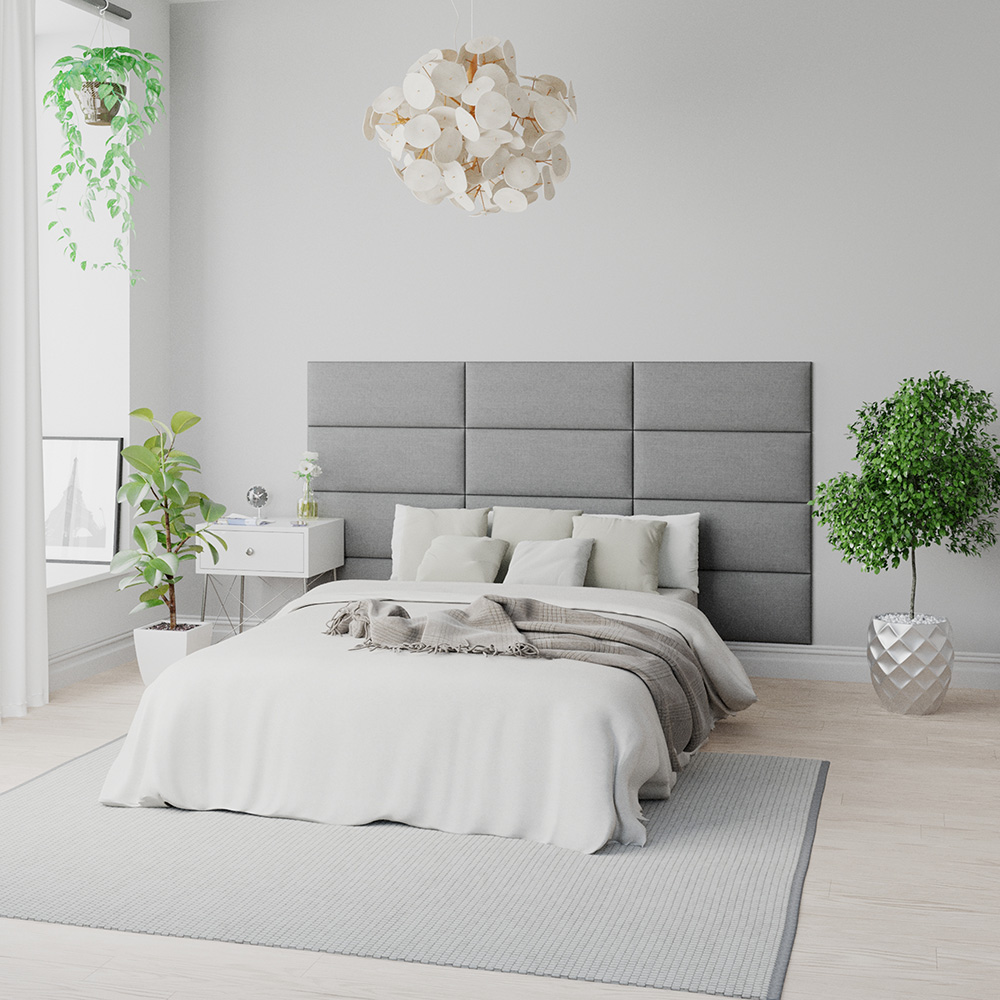 Aspire EasyMount Grey Eire Linen Upholstered Wall Mounted Headboard Panels 2 Pack Image 1