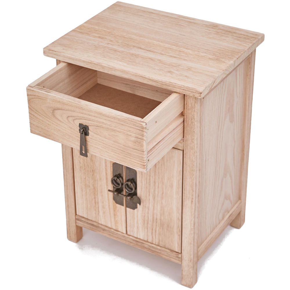Portofino 2 Door Single Drawer Light Wood Bedside Table with Drop Handle Image 5