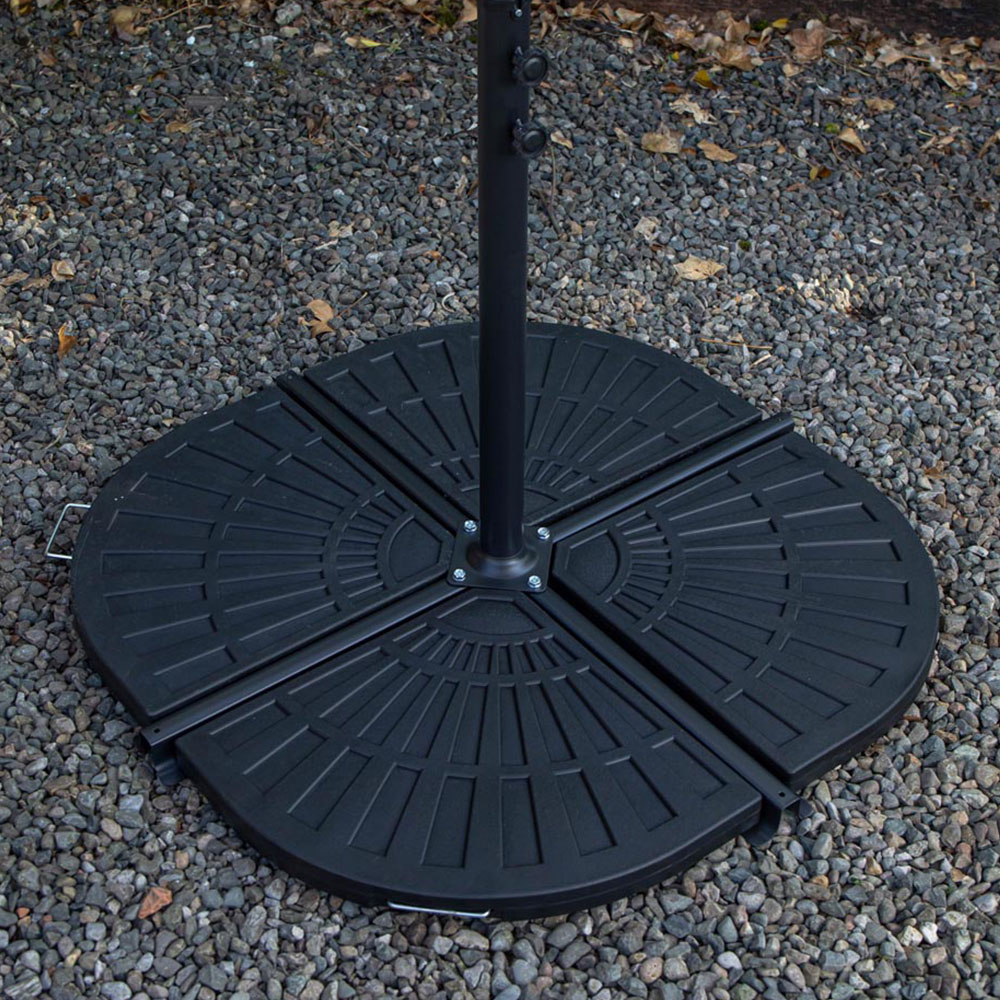 Samuel Alexander 4 Person Round Glass Top Garden Dining Set with Black Banana Parasol Image 5