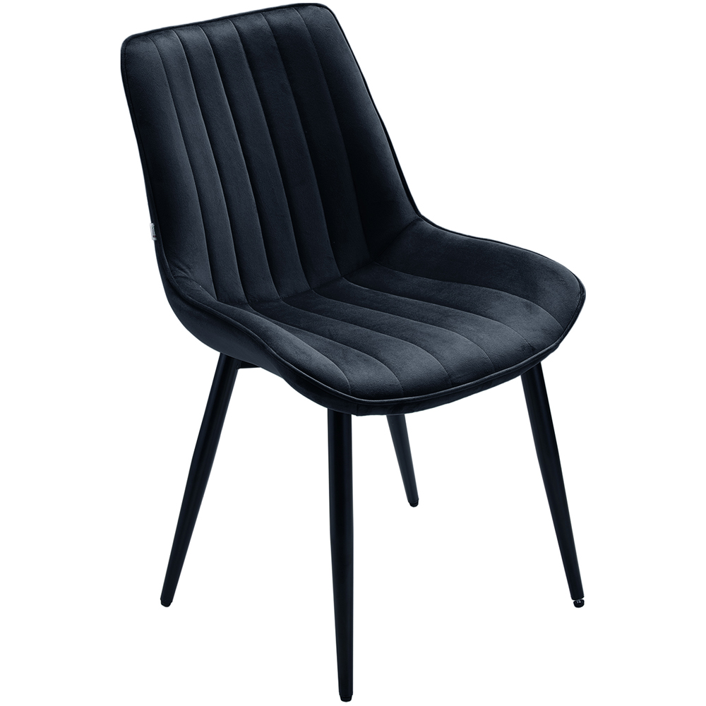 Living and Home Set of 4 Black Velvet Dining Chairs Image 3