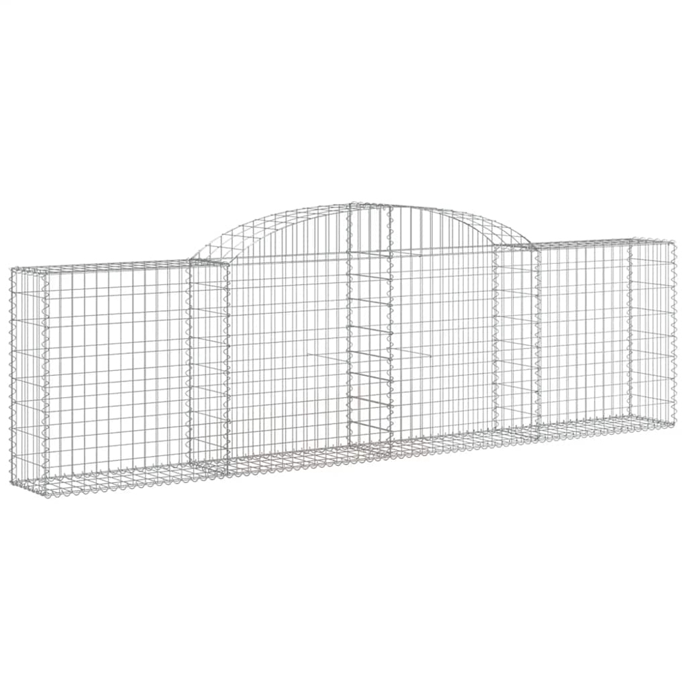 vidaXL Silver Galvanised Iron Arched Gabion Basket 300 x 30 x 80/100cm 5 Pack Image 1