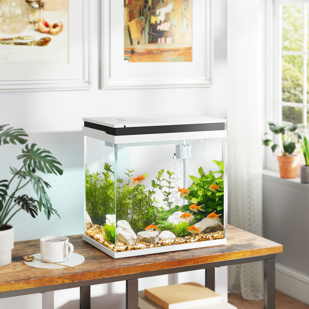 PawHut White LED Fish Tank with Filter System and Water Pump 26L Image 2