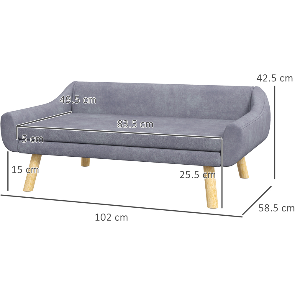 PawHut Grey Dog Sofa Bed with Wooden Frame Image 8