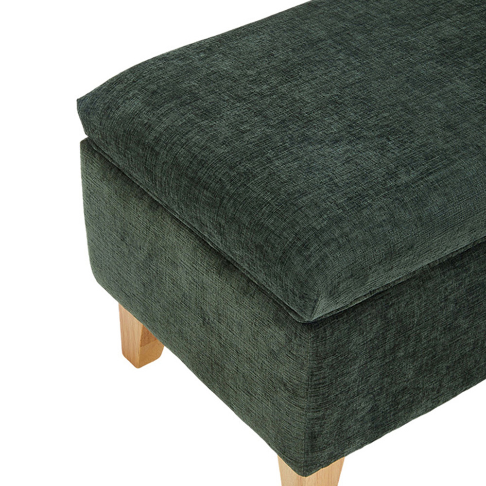 Living and Home Green Chenille Upholstered Storage Ottoman Image 5