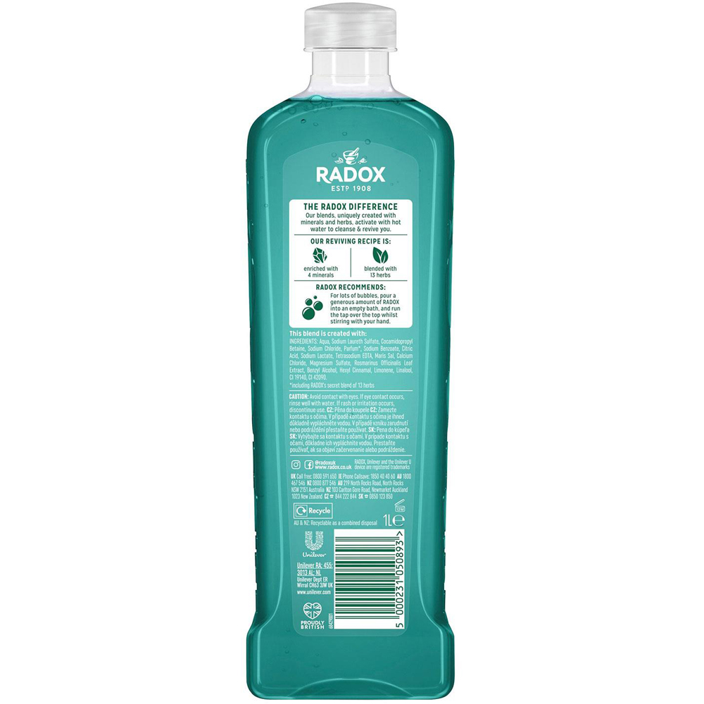 Radox Mineral Therapy Rosemary and Eucalyptus Scent Stress Relief Bath Soak 1L 8 Pack Image 4