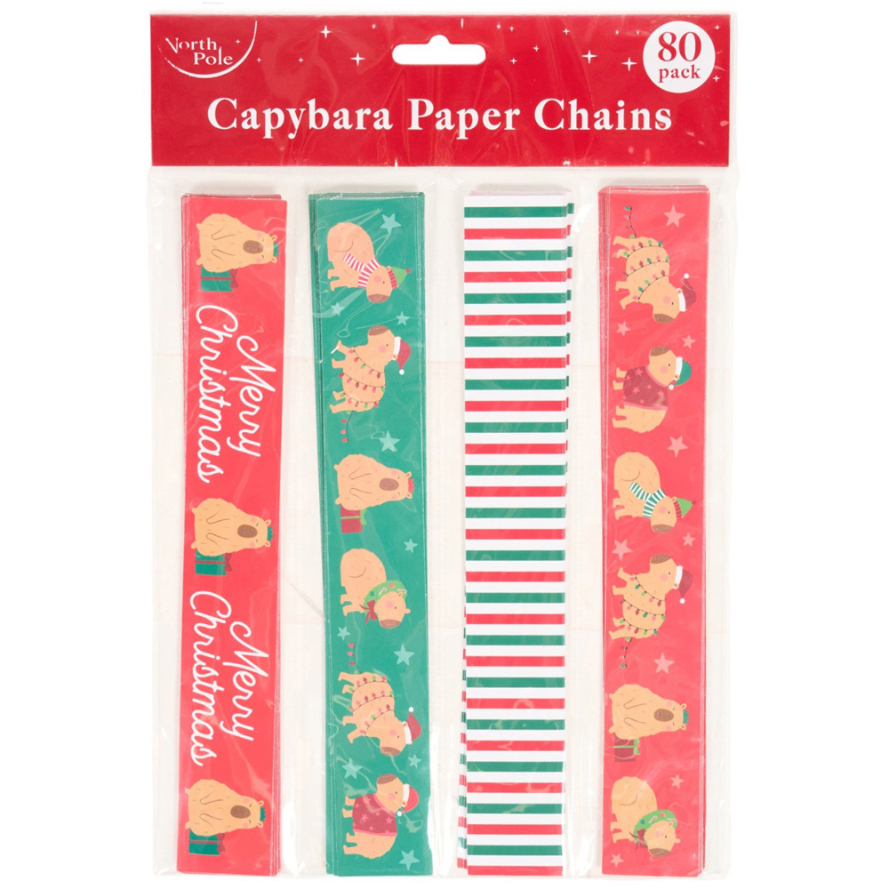Pack of 80 Christmas Capybara Paper Chains Image 1