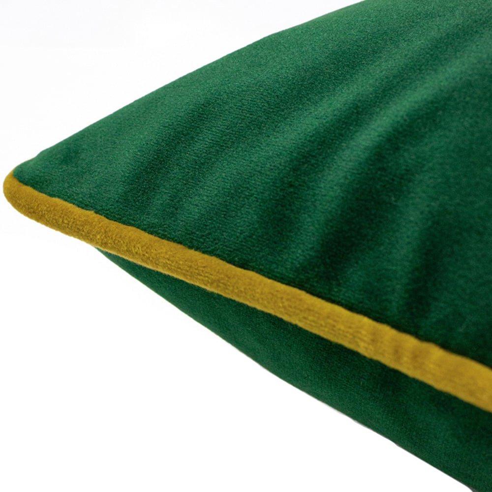 furn. Forest Fauna Emerald and Gold Stag Velvet Piped Cushion Image 5