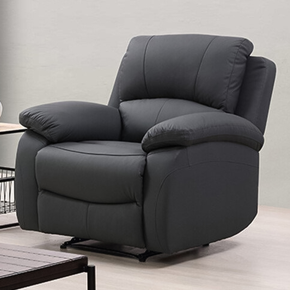 Milano Leather Manual Recliner Chair Dark Grey - Dark Grey Image 1