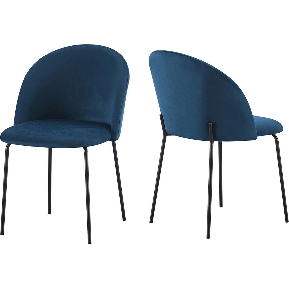 Seconique Boston Set of 4 Sapphire Blue Velvet Dining Chair Image 2