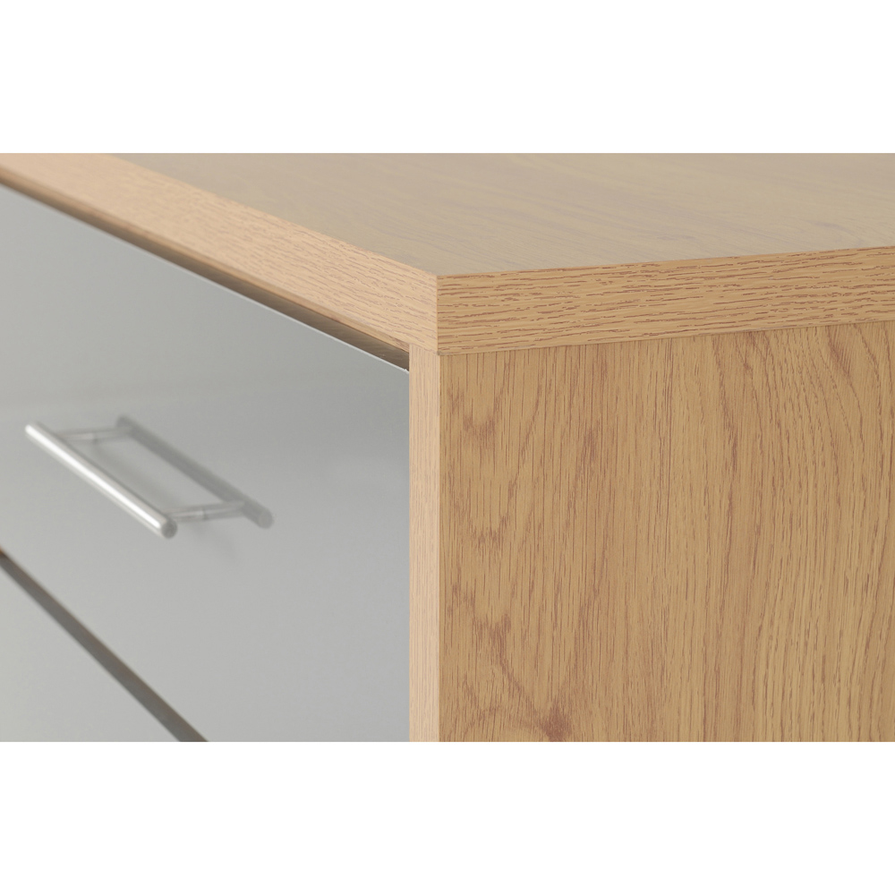 Seconique Seville 3 Drawer Grey Gloss Light Oak Effect Veneer Chest of Drawers Image 5
