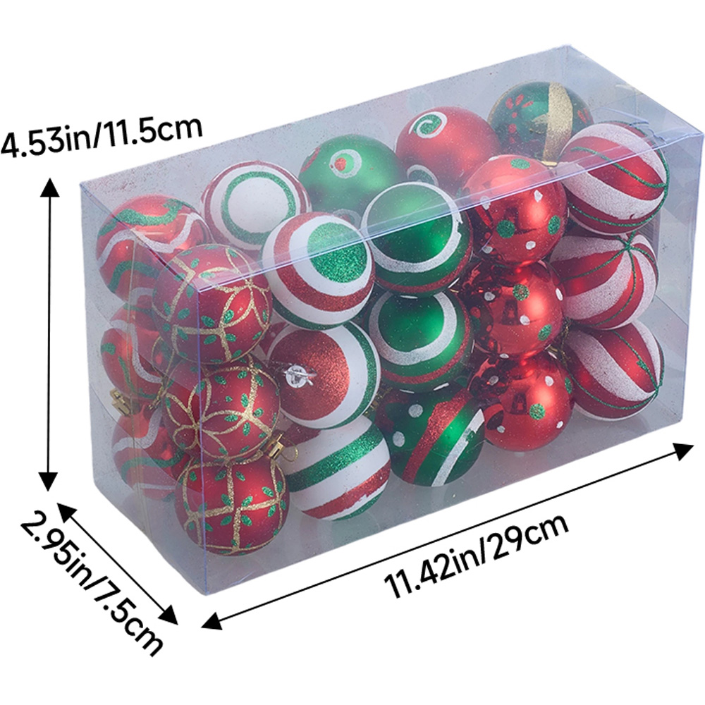 Living and Home Red Green and White Christmas Tree Decoration Ornaments 30 Pack Image 8