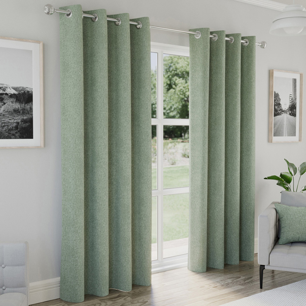 Enhanced Living Austin Green Thermal Blackout Eyelet Curtains 117 x 183cm Image 1