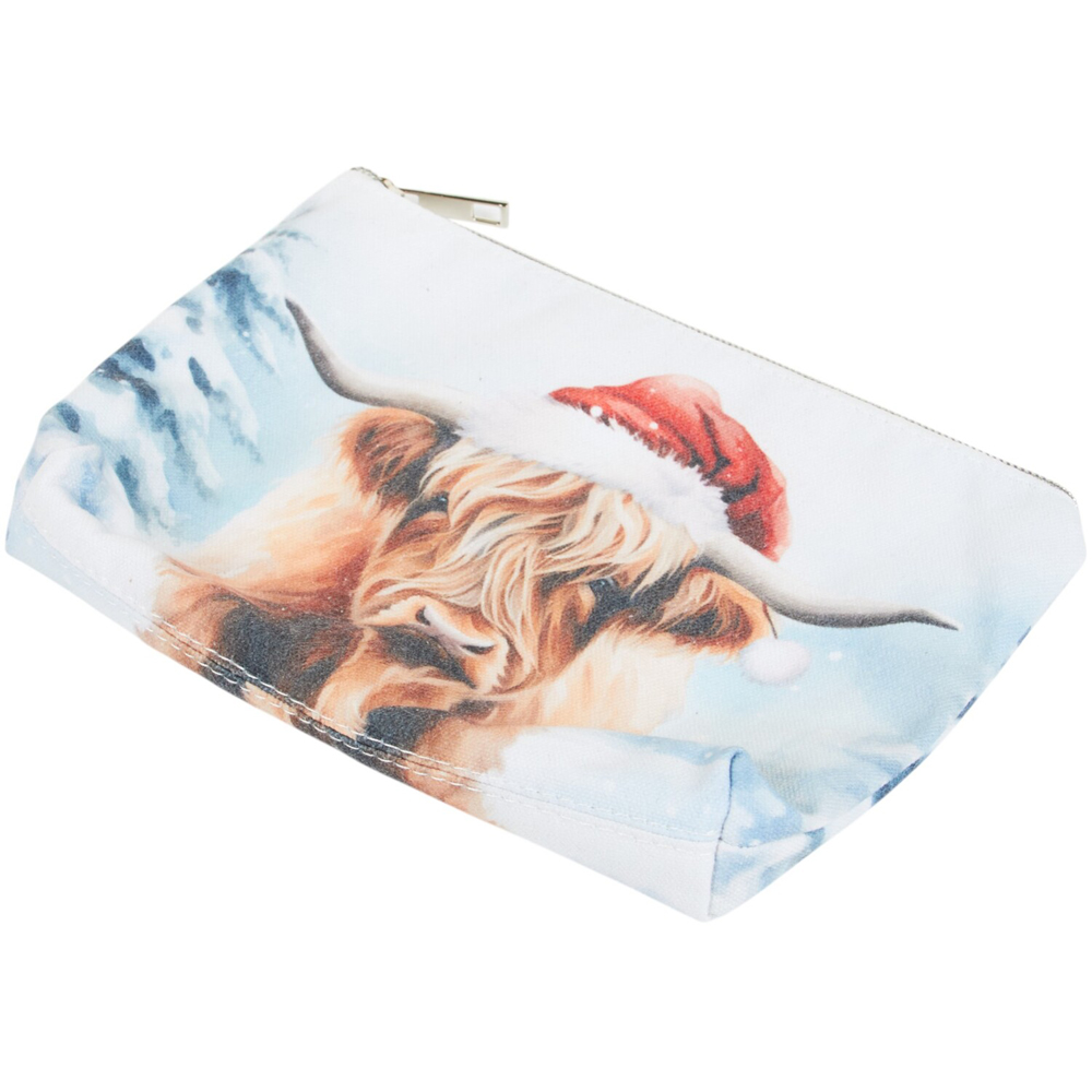 Christmas Highland Cow Pencil CaseBlue Image 2