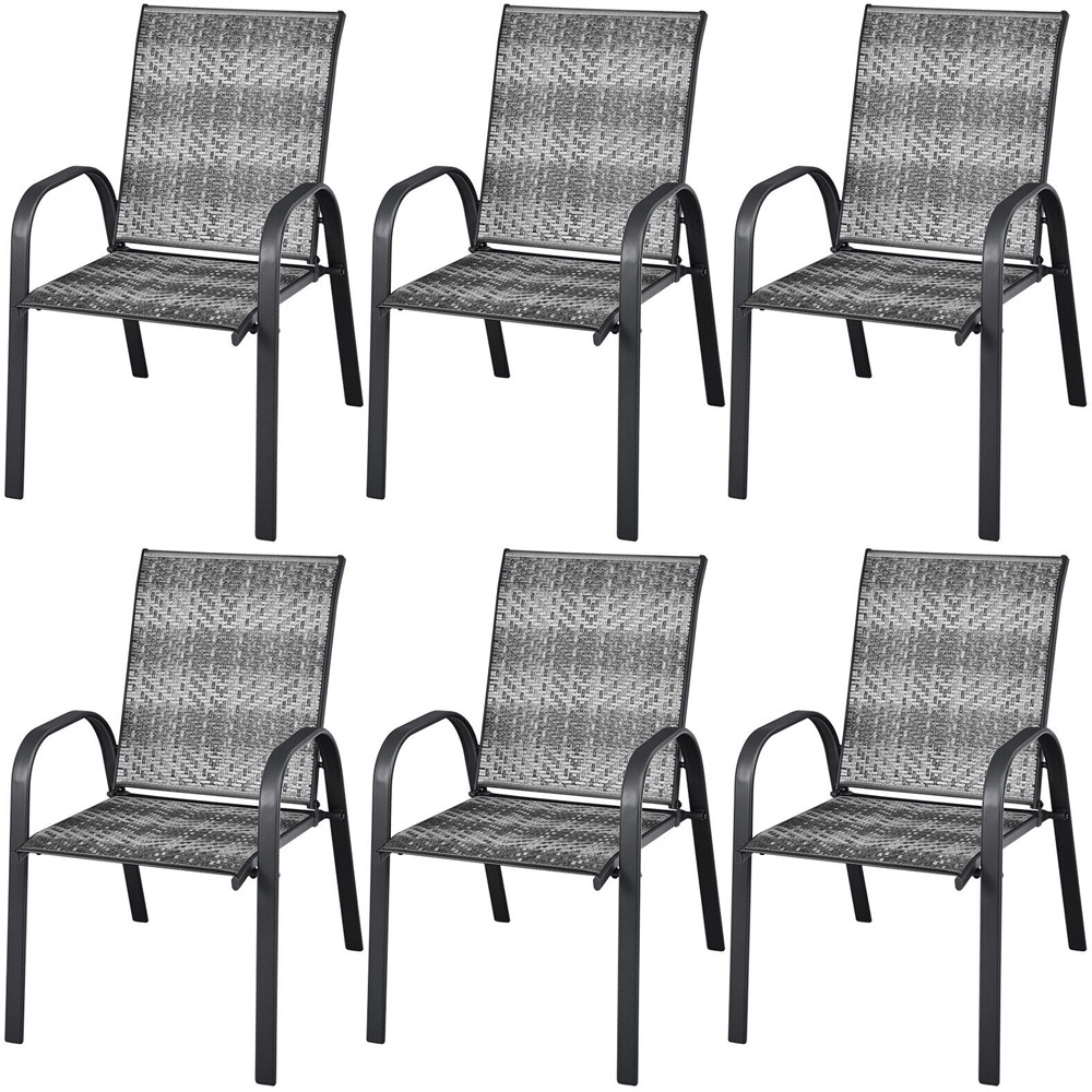 Costway Set of 6 Grey Stackable Dining Chair Image 2