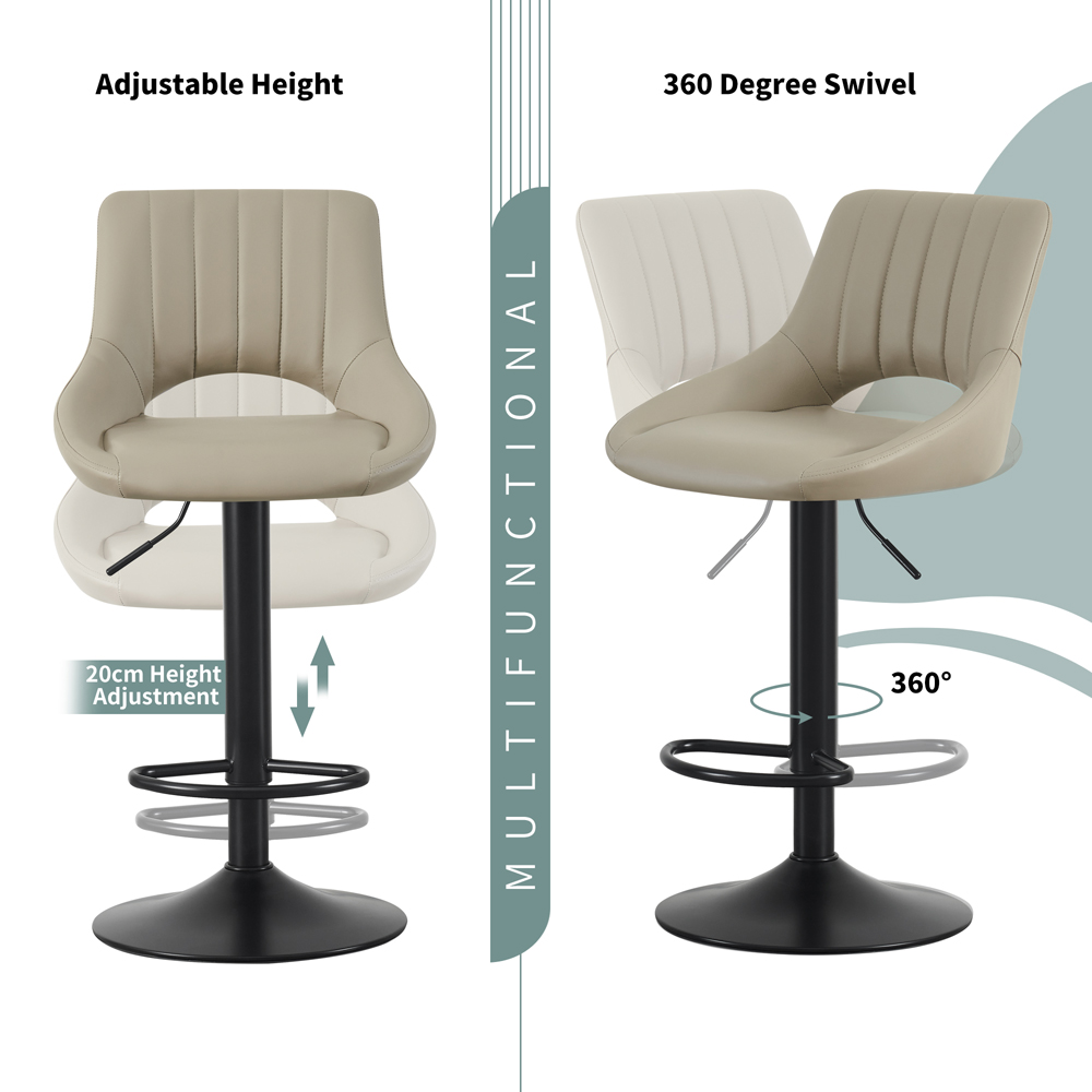 Stella Brown Height Adjustable Kitchen Bar Stool with Footrest Set of 2 Image 4