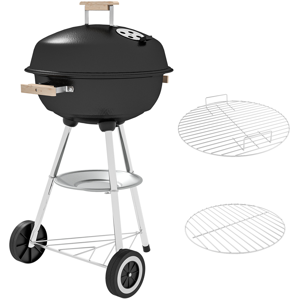 Outsunny Black Round Portable Kettle Charcoal BBQ Grill Image 3