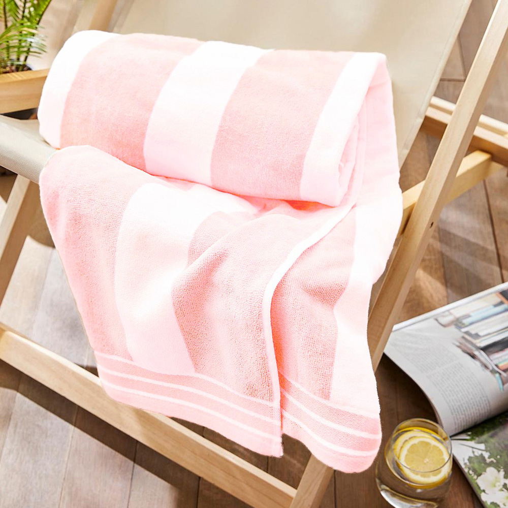 Allure Bath Fashions Jumbo Cabana Cotton Blush Stripe Beach Towel Image 2