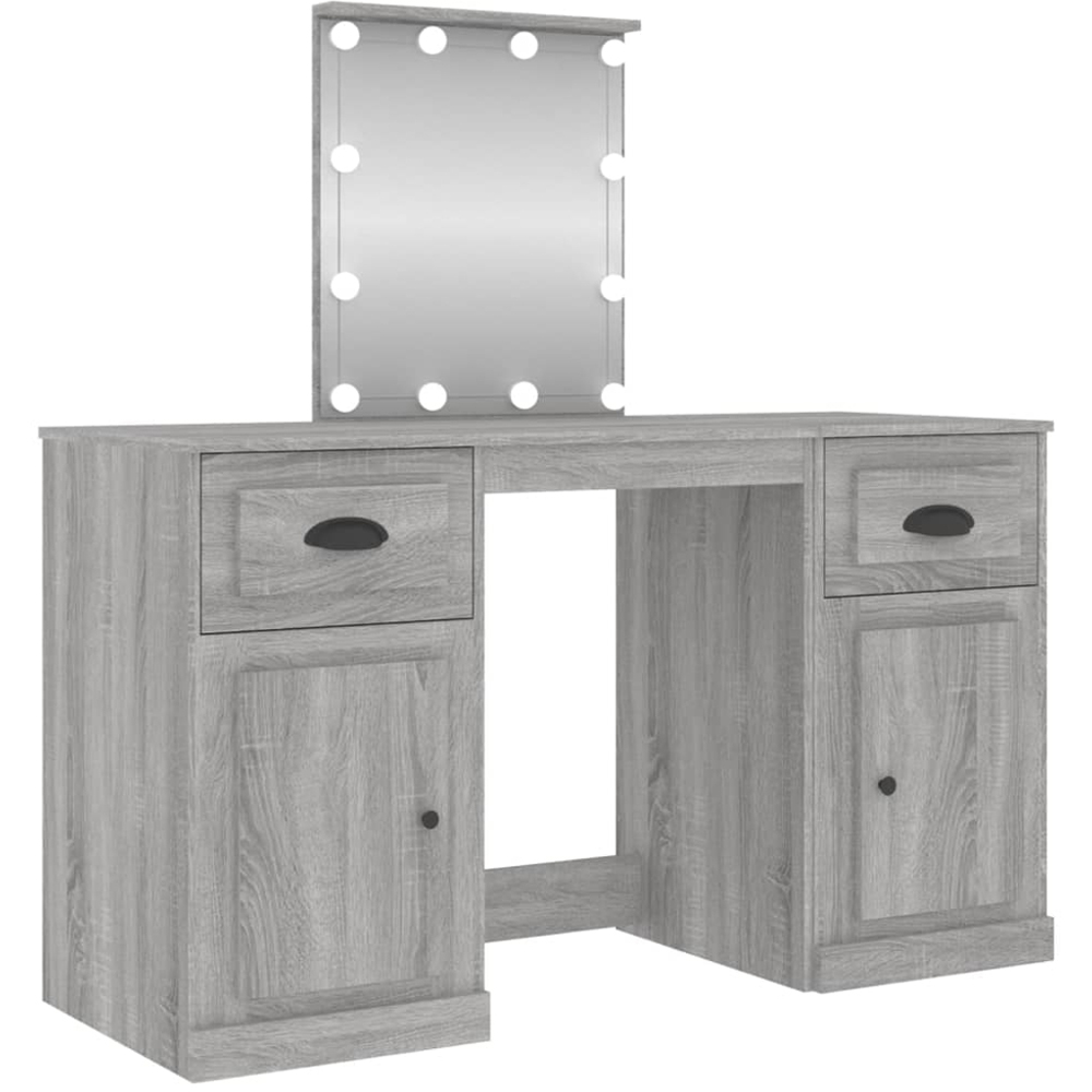 vidaXL 2 Door 2 Drawer Grey Sonoma Dressing Table with LED Mirror Image 2