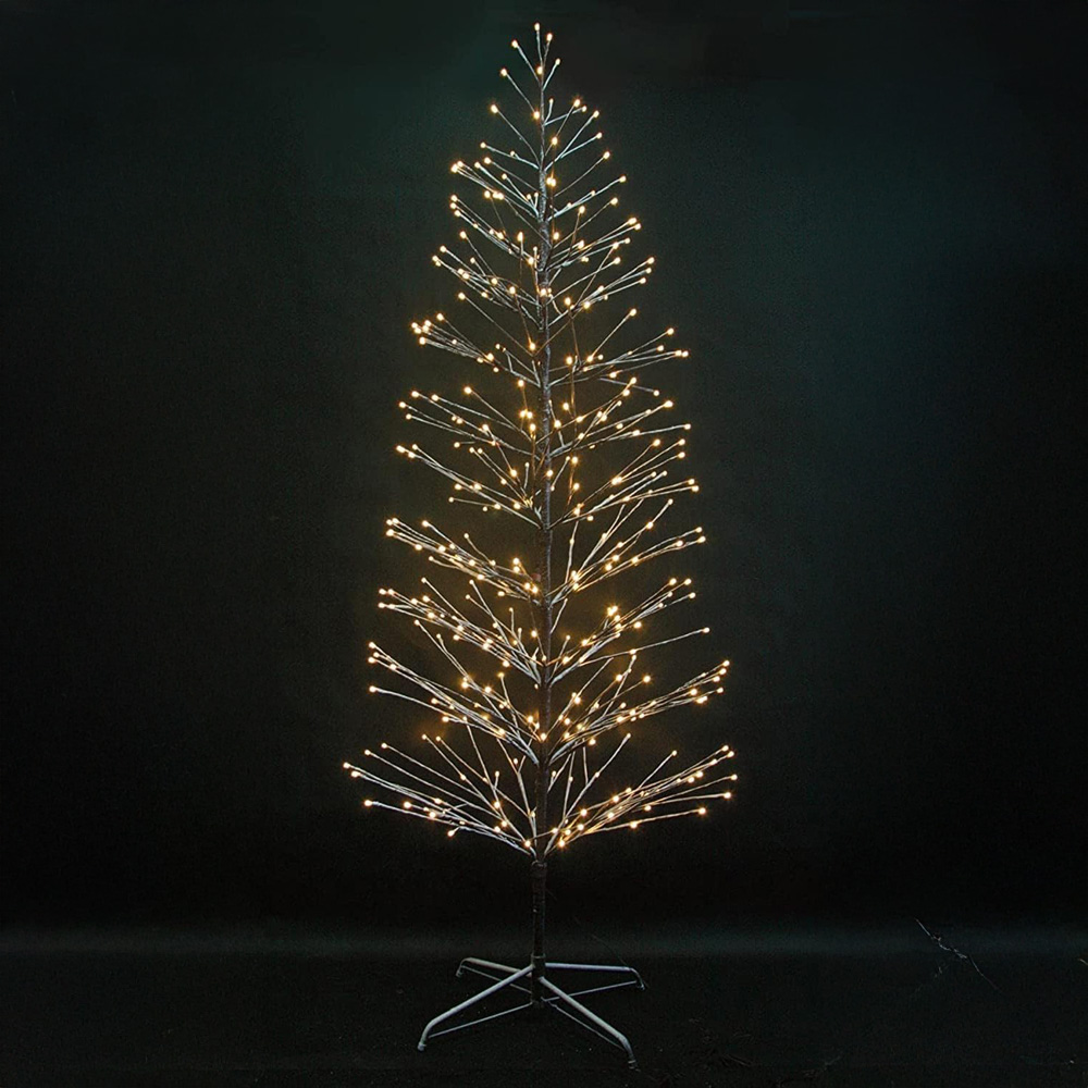 Shatchi Warm White LED Pre Lit Brown Snow Twig Artificial Christmas Tree 5ft Image 4