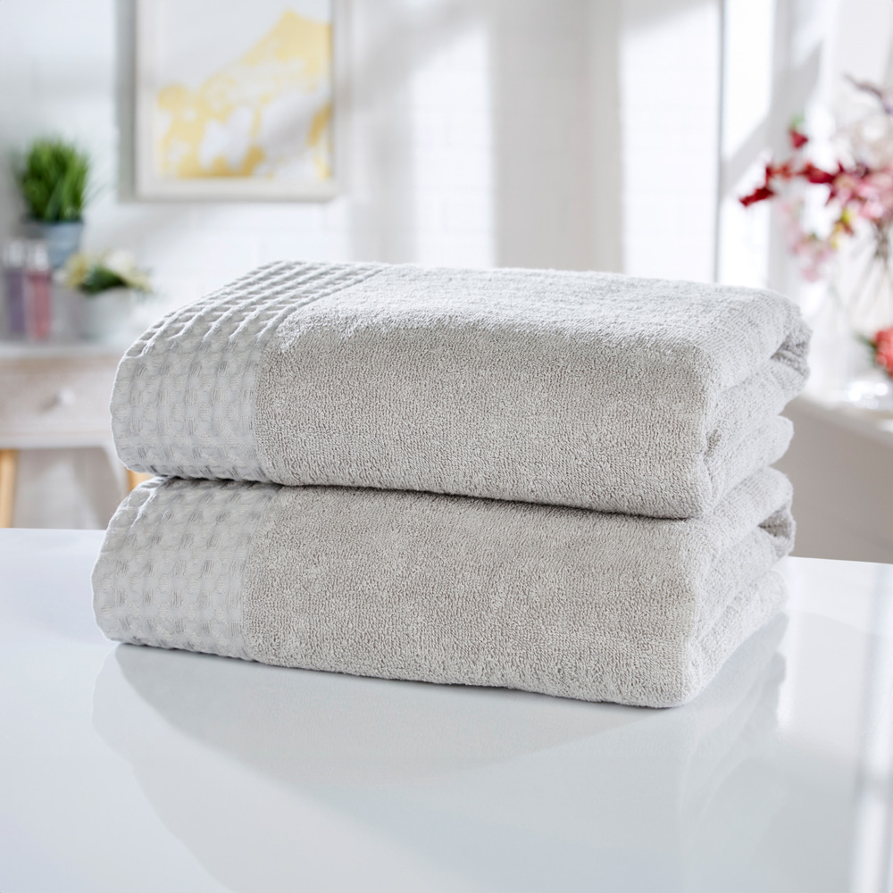 Rapport Home Retreat Silver Cotton Bath Sheet Set of 2 Image 2
