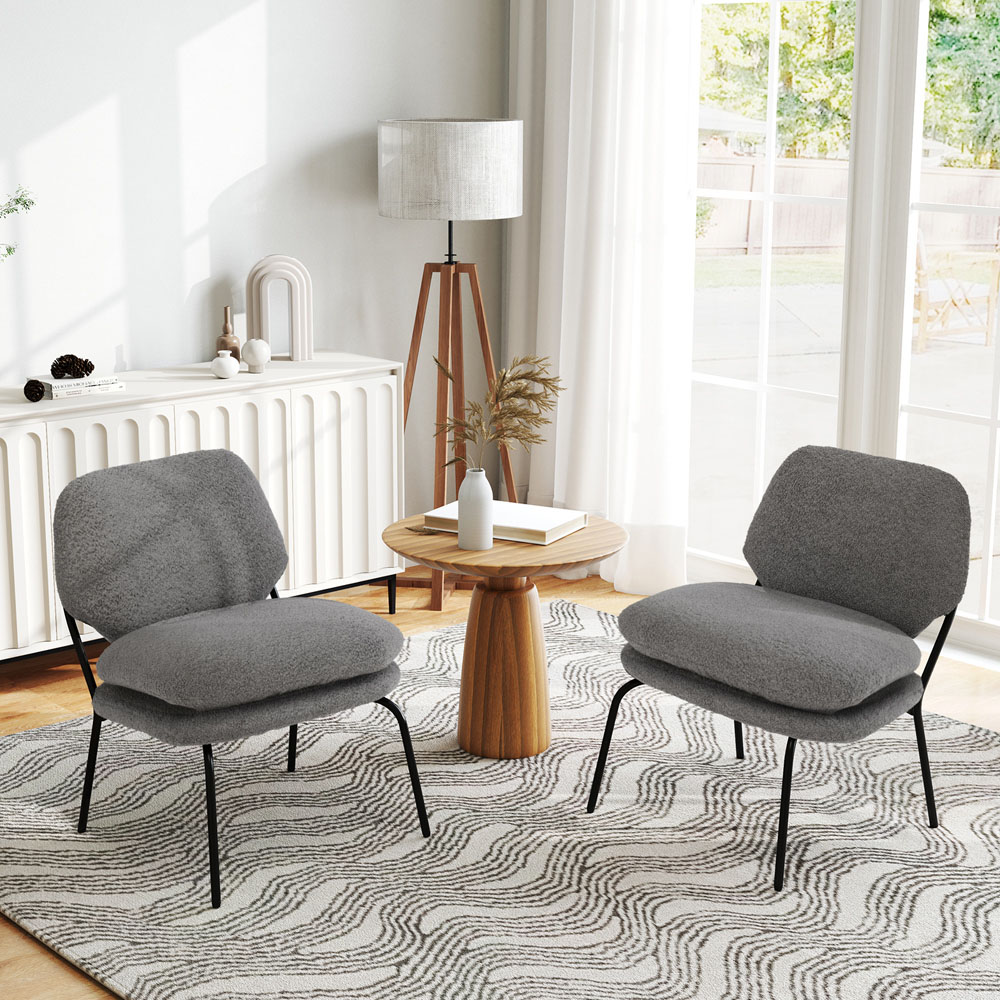 Costway Grey Teddy Fleece Fabric Armless Accent Chair Image 7