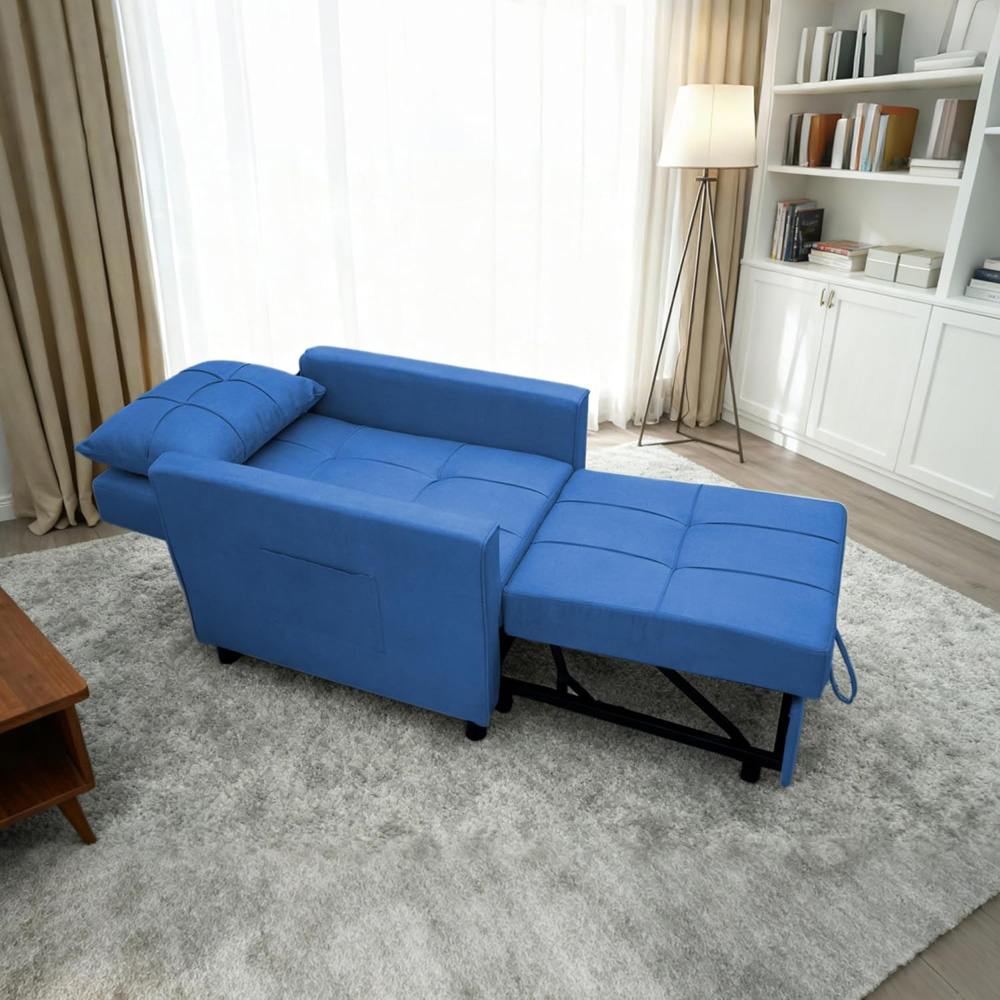 Alivio Singel Seater 3-in-1 Blue Convertible Sofa Bed Chair Image 3