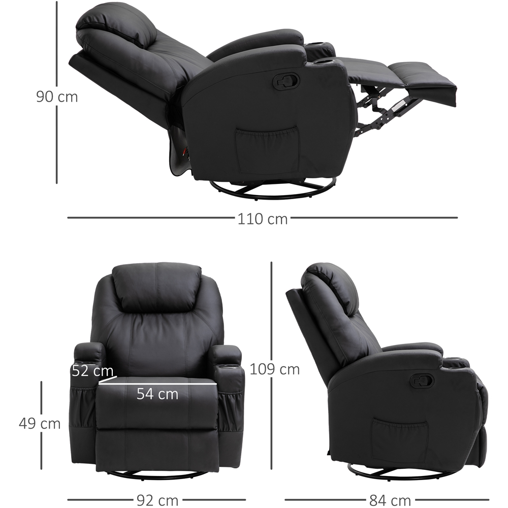 Portland Black PU Leather Manual Recliner Chair with Remote Control Image 8