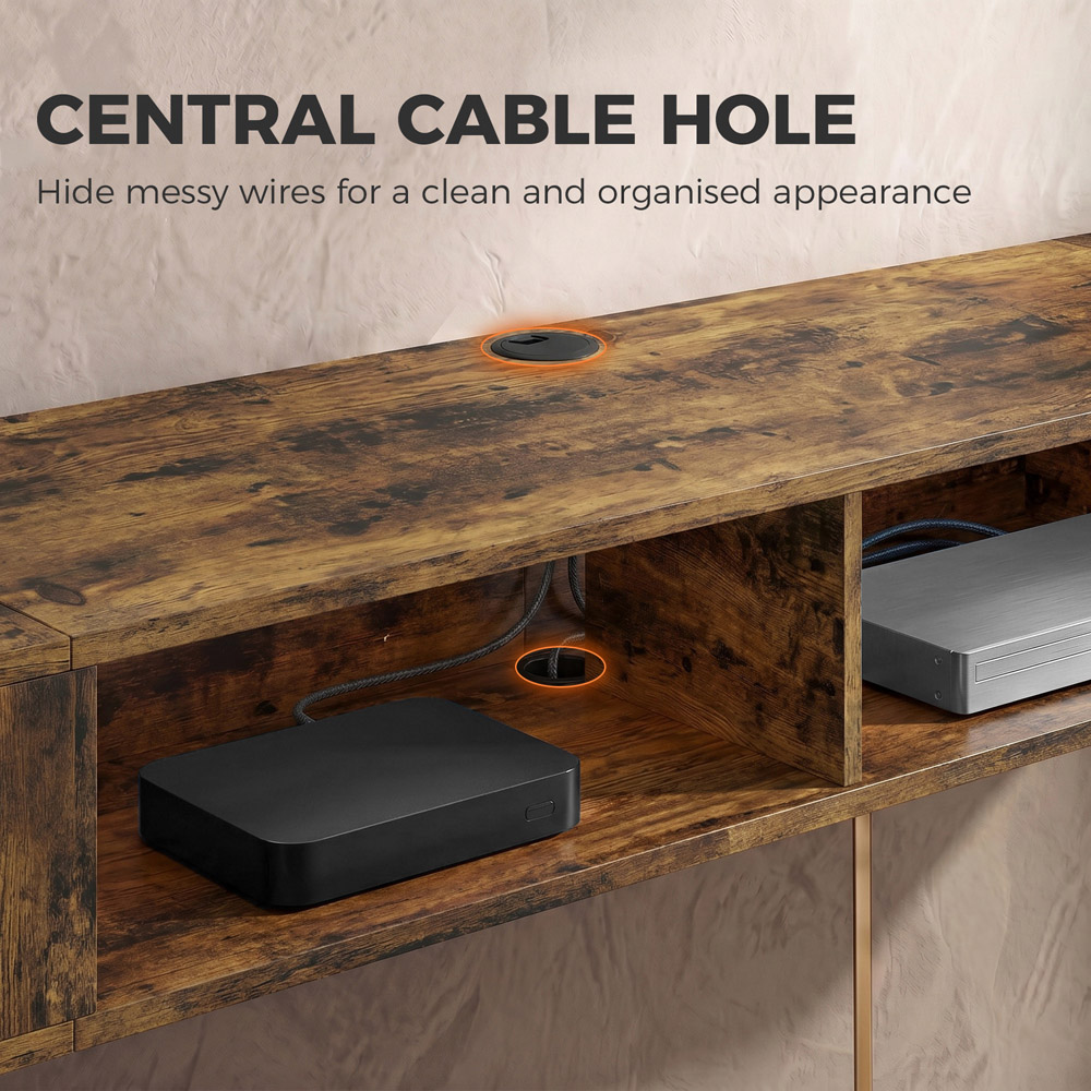 HOMCOM 4 Shelf Rustic Brown TV Stand with RGB LED Light Image 6