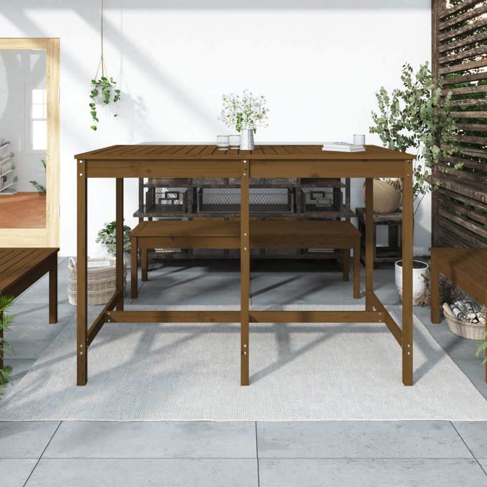 vidaXL 6 Seater Solid Pine Wood Slatted Garden Dining Table Honey Brown Image 6