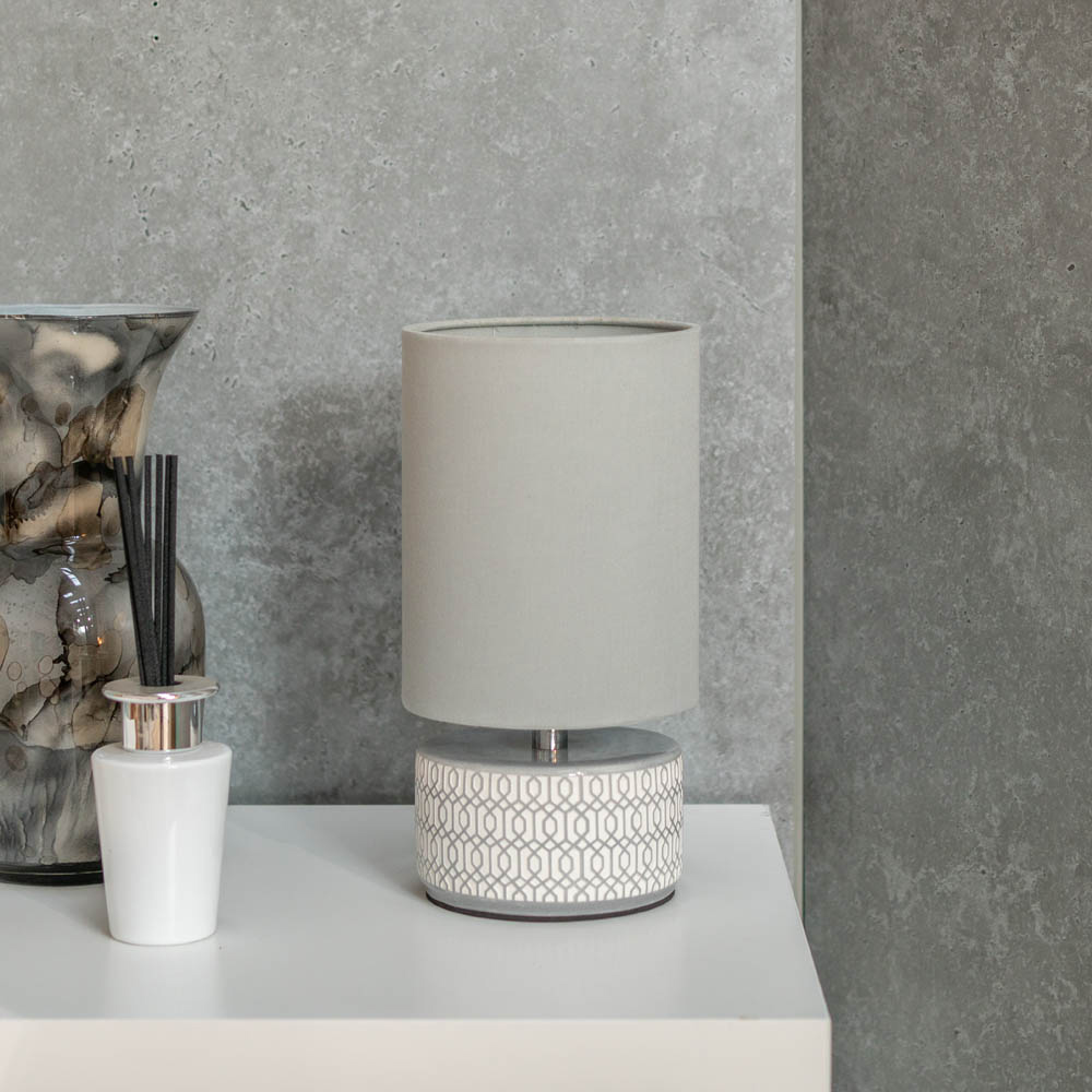 ValueLights Kaia Grey Shade Ceramic LED Table Lamp 2 Pack Image 2