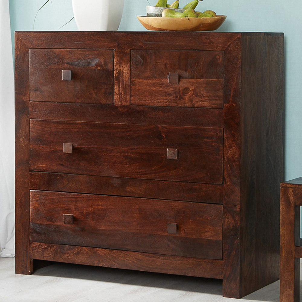 Brooklyn Nihash Toko 4 Drawer Dark Mango Dressing Chest Image 1