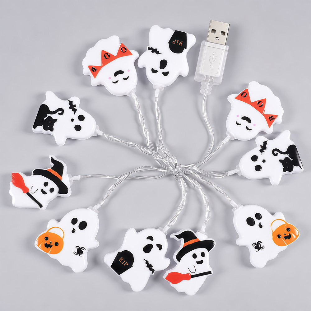 Lovii 10 White LED Assorted Ghost Halloween String Light 1.5m Image 4