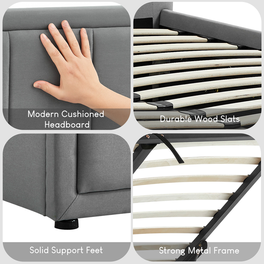 Vida Designs Vanita King Size Light Grey Ottoman Bed Image 5