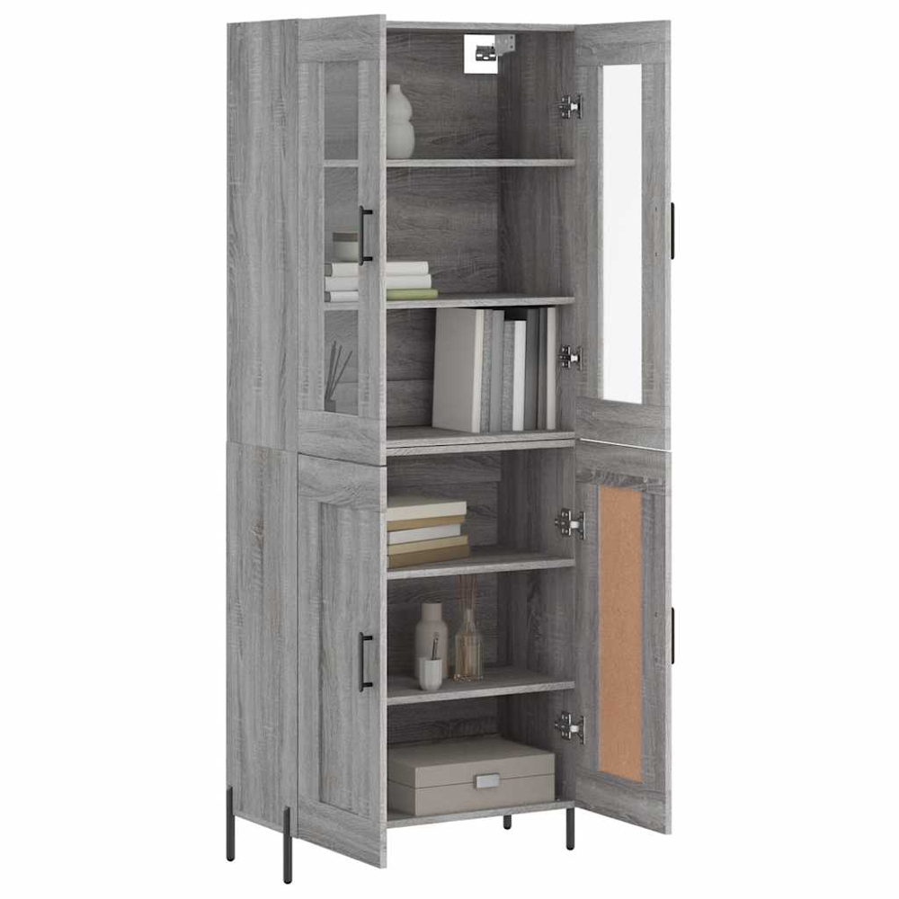 vidaXL 2 Door Concrete Grey Highboard Image 3