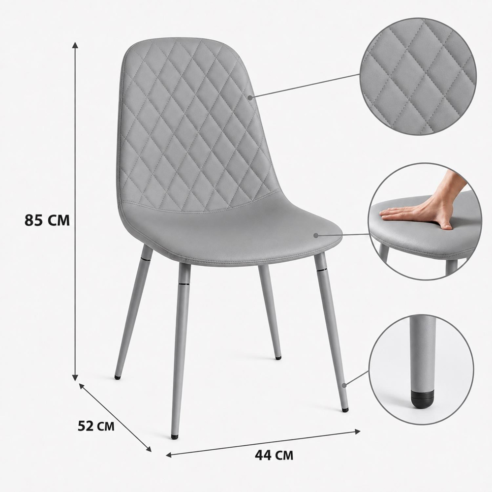 Kosy Koala 4 Seater Faux Leather Gem Pattern Dining Set Rustic Effect and Grey Image 9