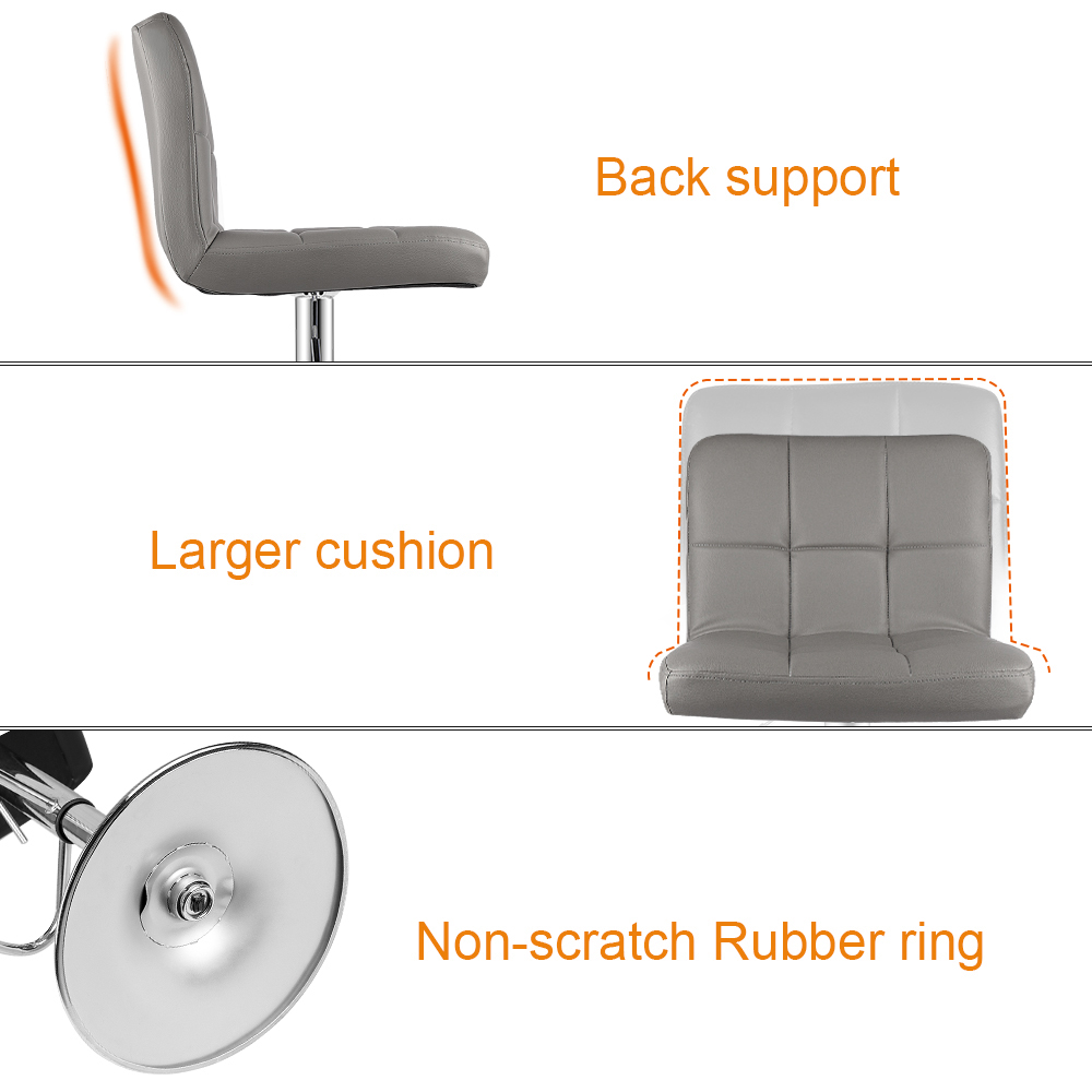 Rattrix Set of 2 Grey Leather Height Adjustable Swivel Bar Stools Image 7